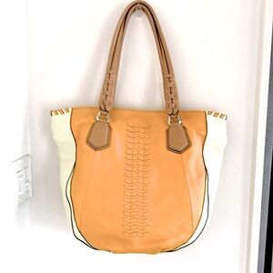 Oryany Lyssie Soft Pebbled Leather Color-Block Tote Shoulder Bag